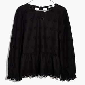 Madewell Eyelet Keyhole Peplum Top
